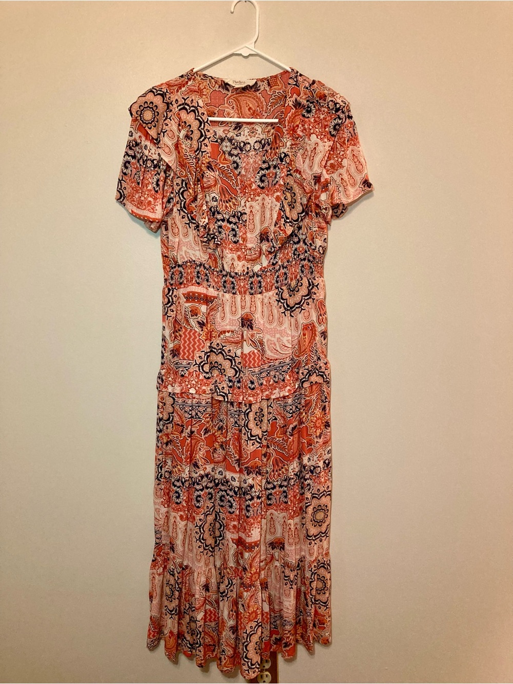 Orange Paisley Print Size Small Maxi Dress Short Sleeve Nurture by Westbound